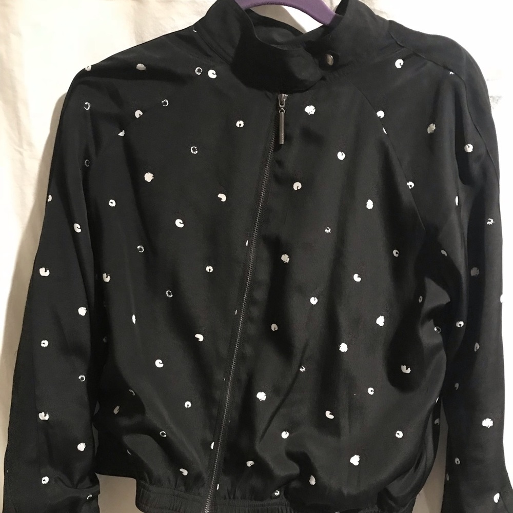 Kenzie black white dot bomber jacket